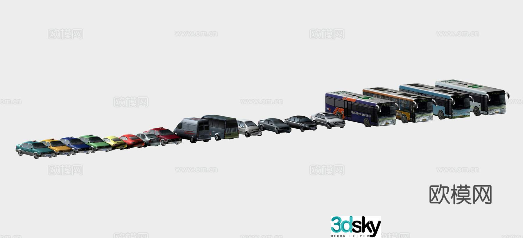 Taxi Airport Bus Car Model 3D Model