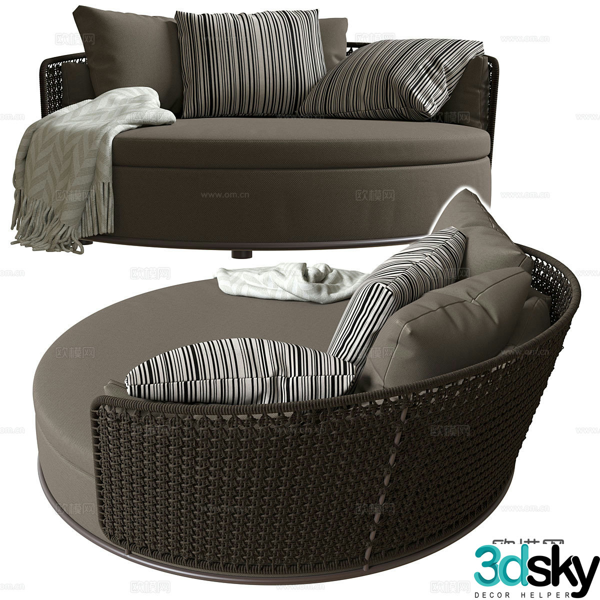 New Chinese casual sofa round sofa 3d model