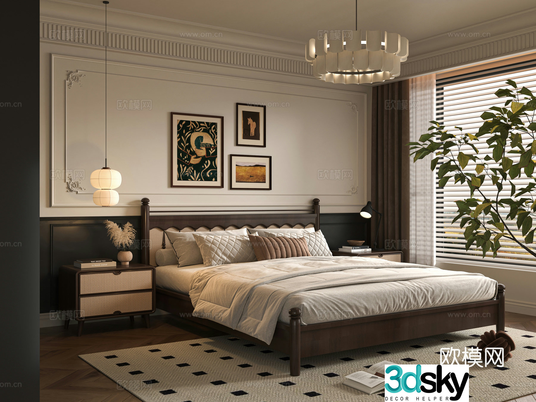 Middle style bedroom master bedroom 3D model