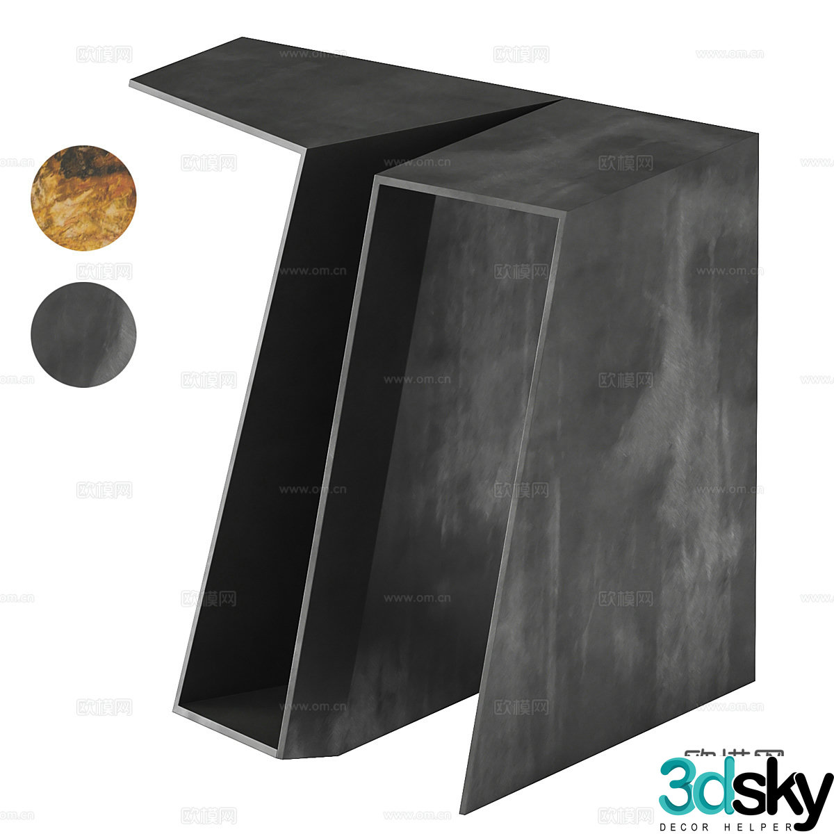 Modern metal edge table 3D model
