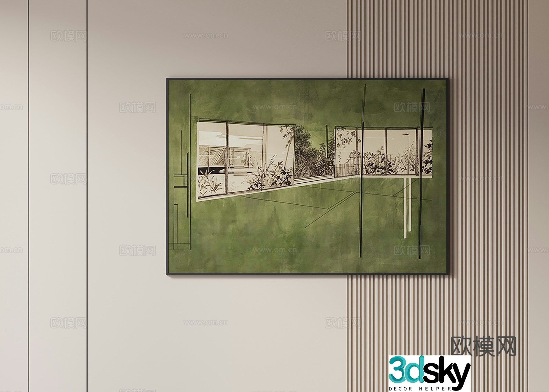Middle-aged style hanging paintings decorative paintings 3D model