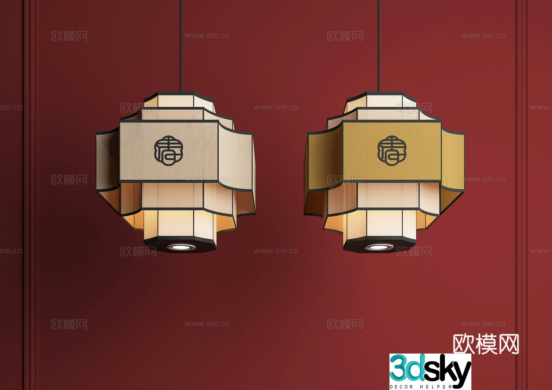 New Chinese Zen Chandelier Restaurant Chandelier 3D Model