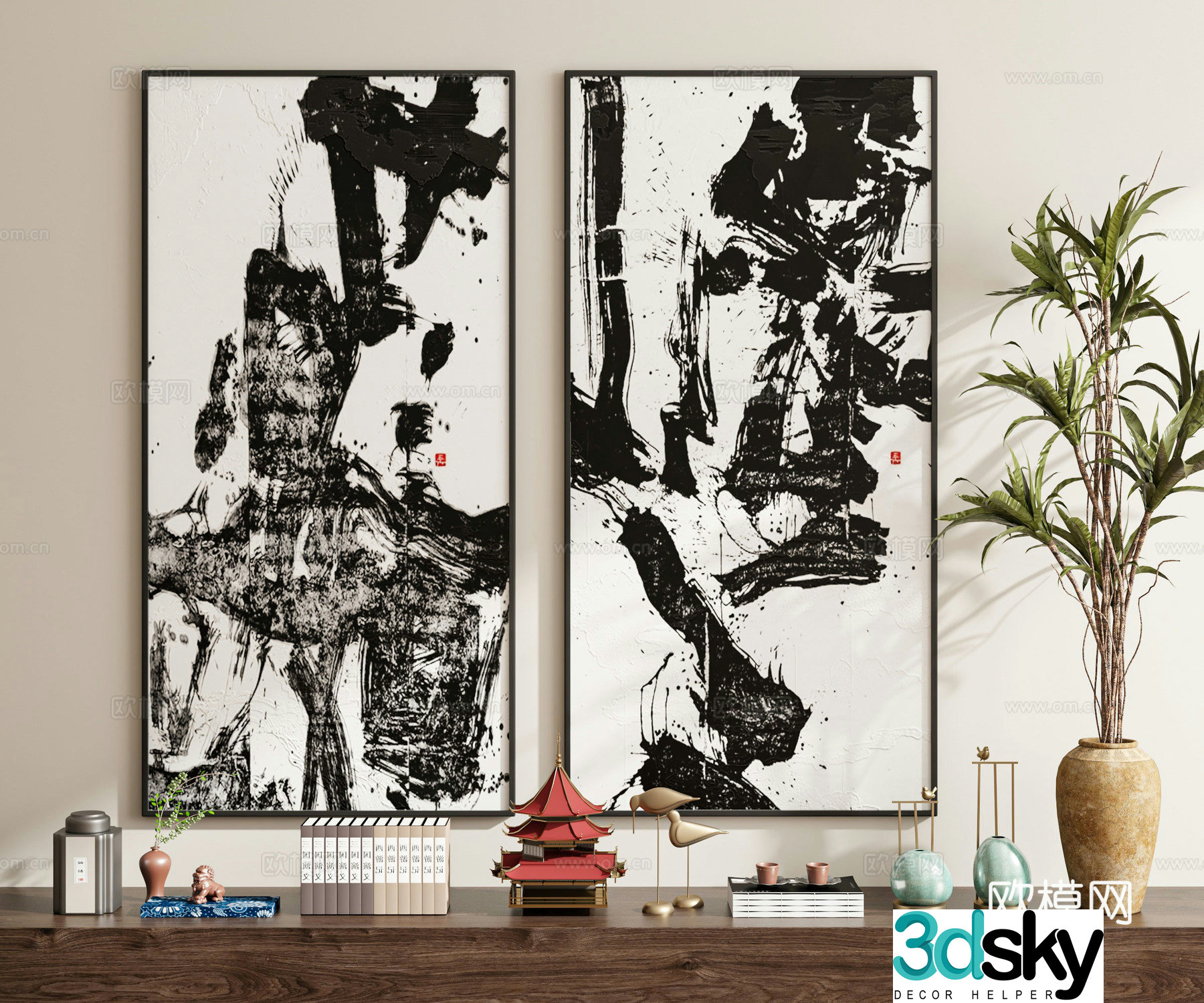 New Chinese calligraphy and painting calligraphy 3D model