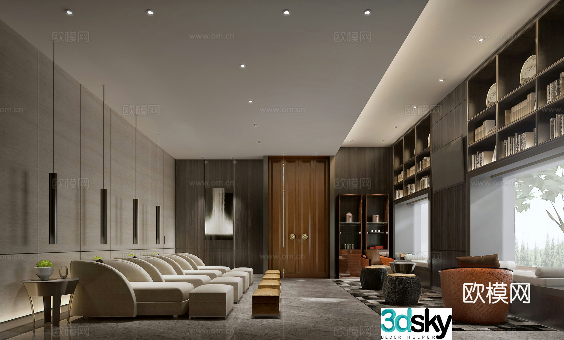 Modern club foot massage area 3D model of foot massage club