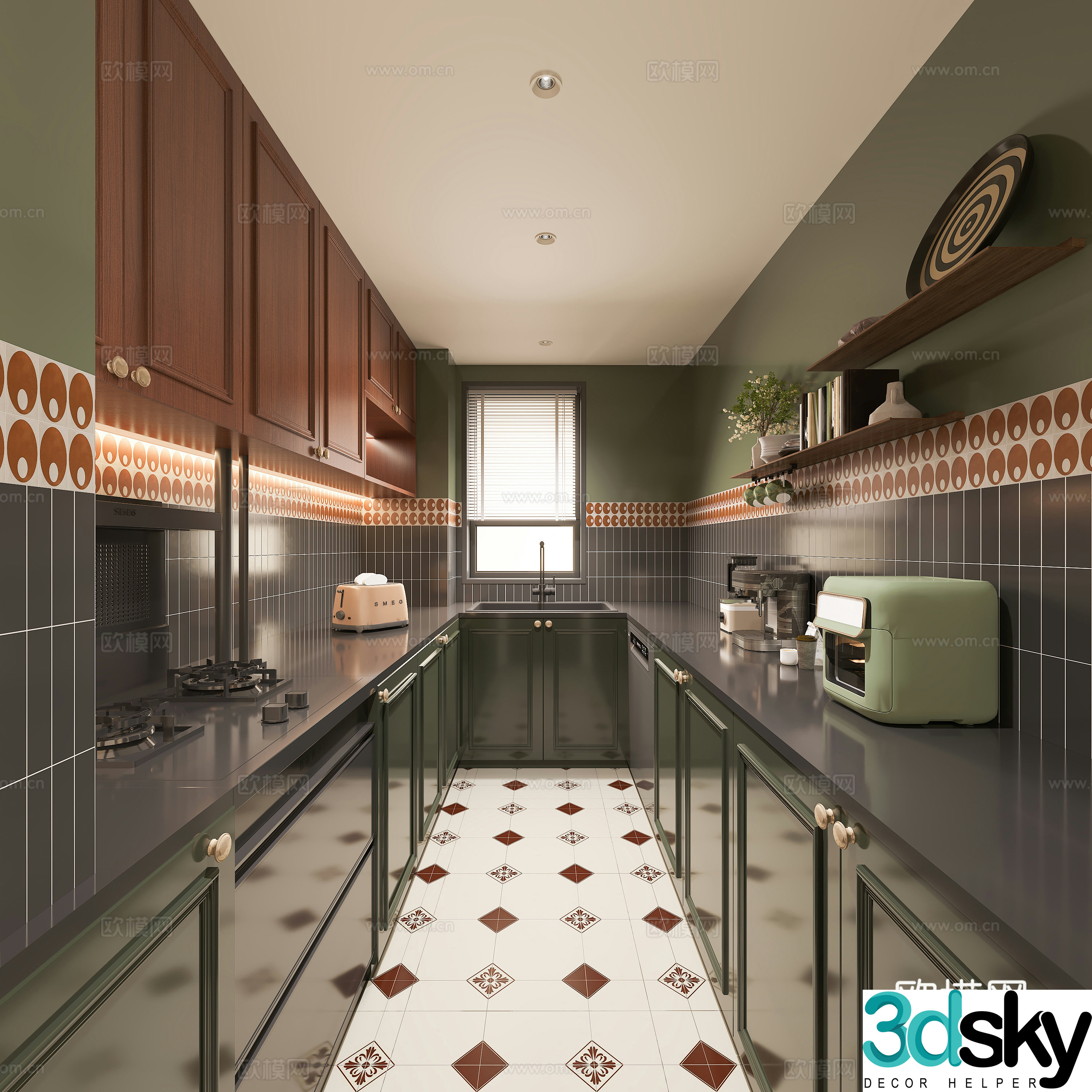 Middle style kitchen 3d model