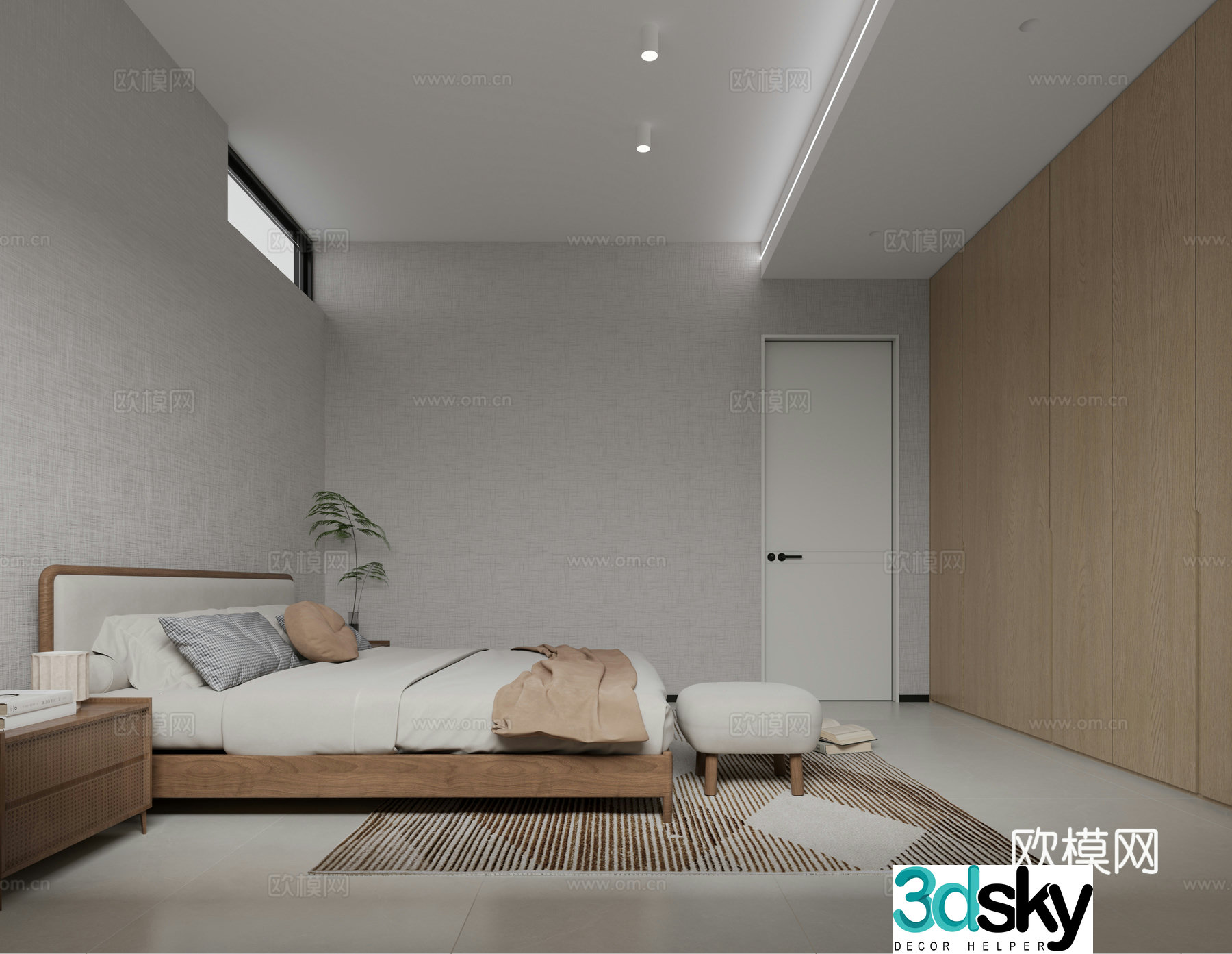 Modern minimalist bedroom Nanny room 3d model