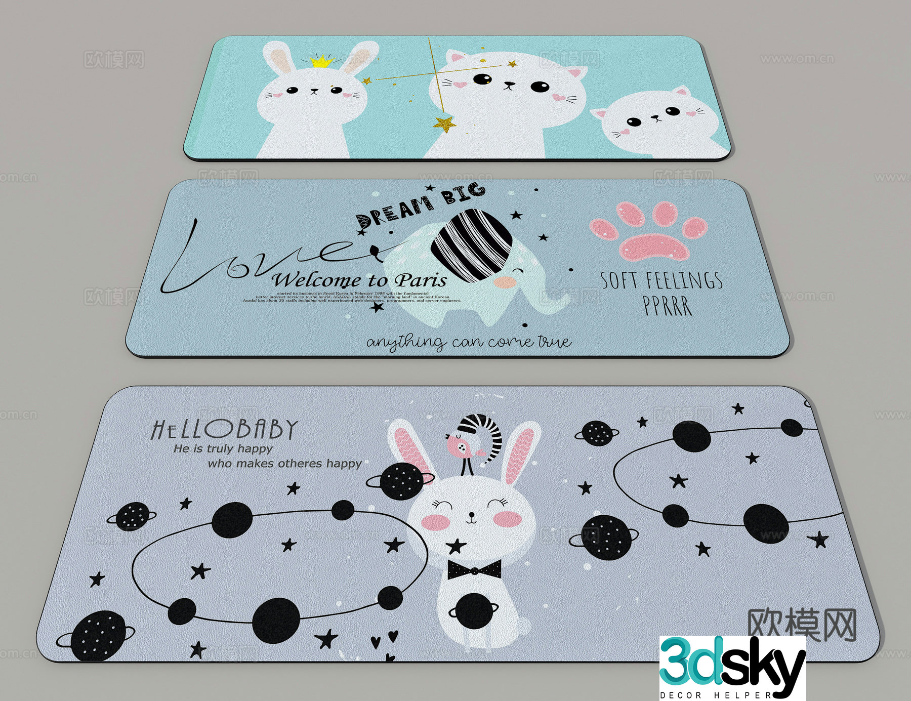 Children’s carpet cartoon pattern carpet 3d model