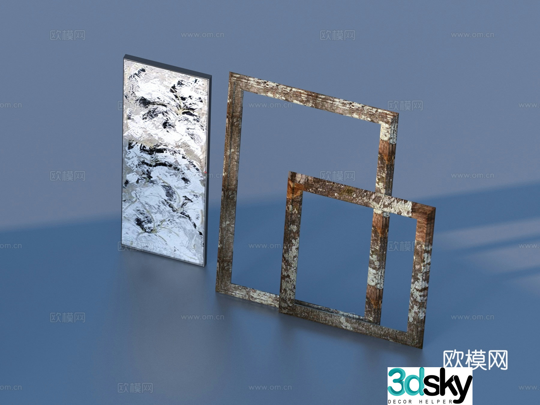 Middle-aged rust picture frame ornament sketch 3d model