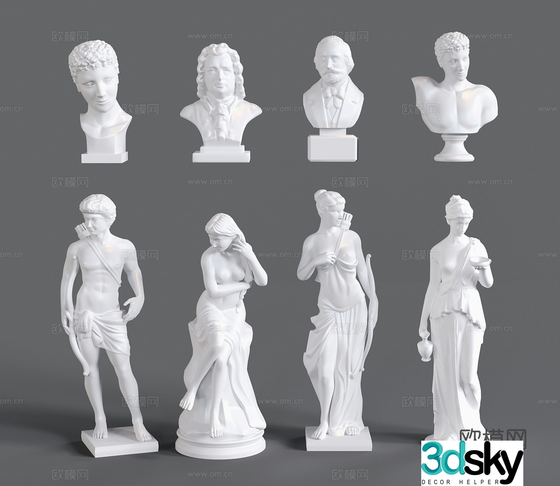 European plaster sculpture character statue avatar sculpture 3d model