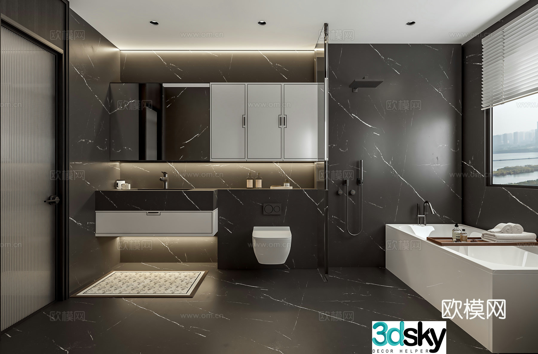 Advanced gray bathroom bathroom master bathroom 3d model