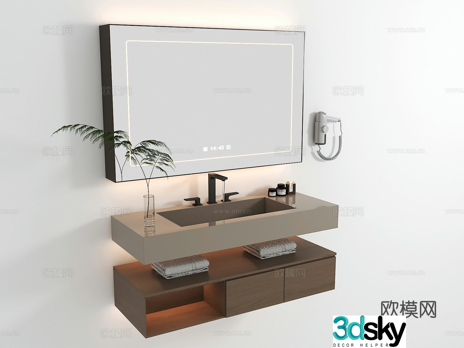 Hanging bathroom cabinet mirror cabinet 3D model