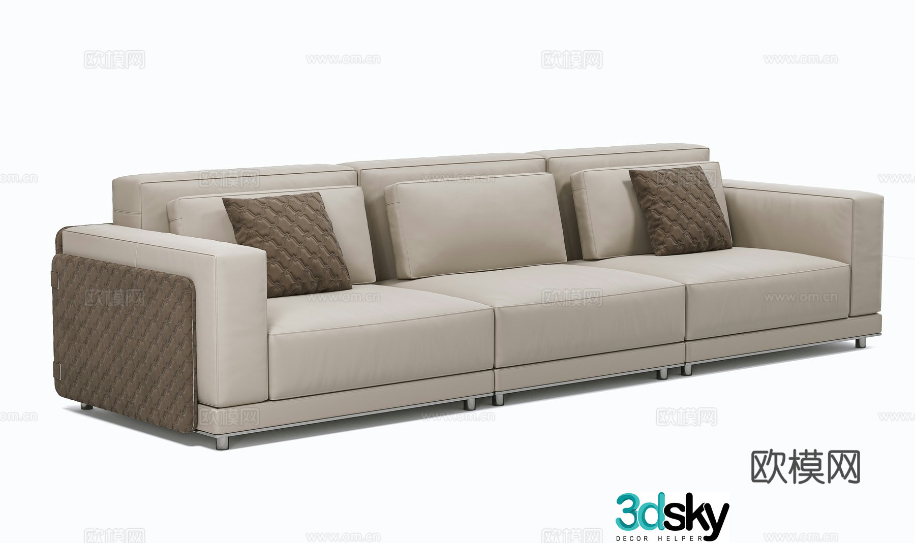 Light luxury three-person sofa multi-person sofa 3D model
