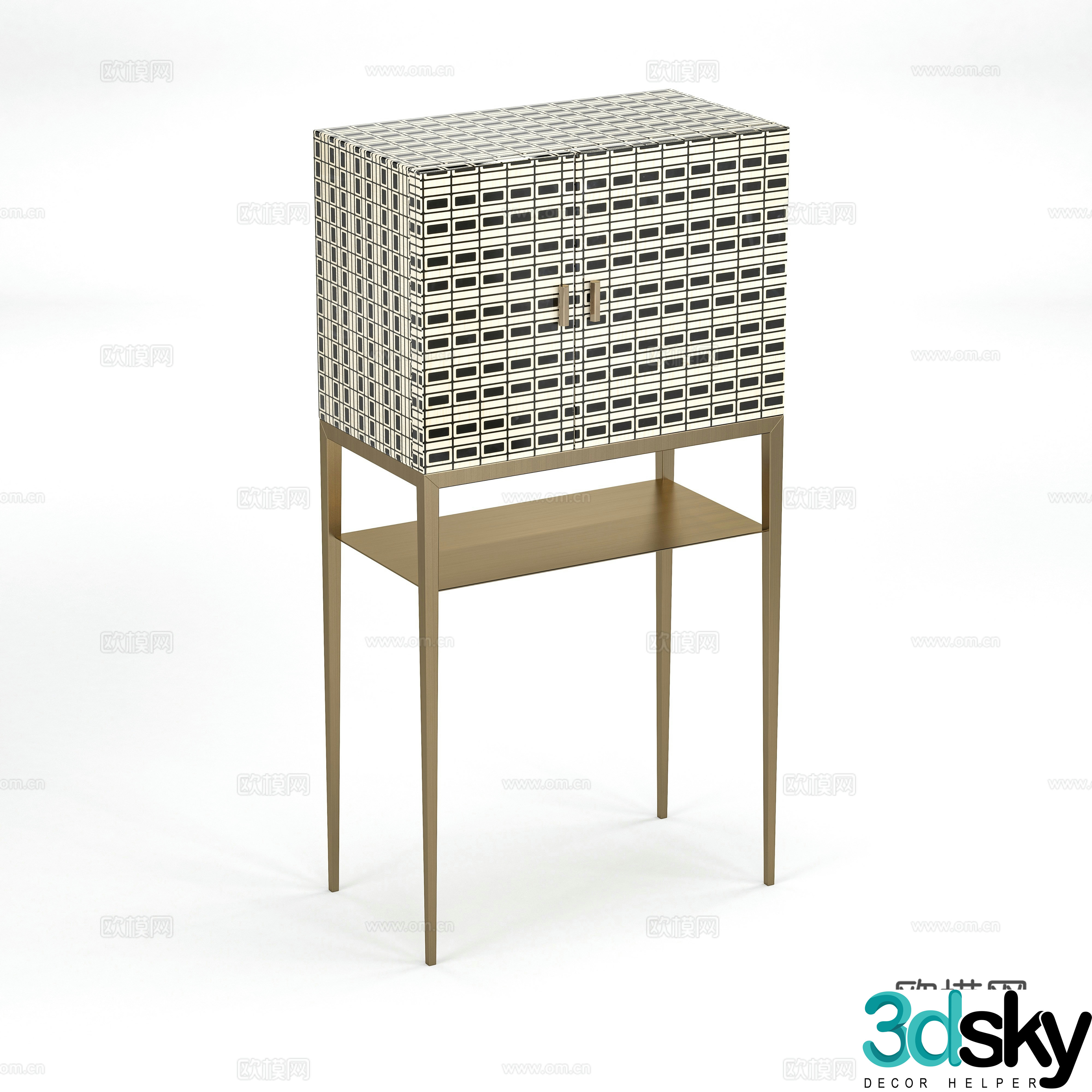 Light luxury decorative high cabinet high-legged cabinet 3D model
