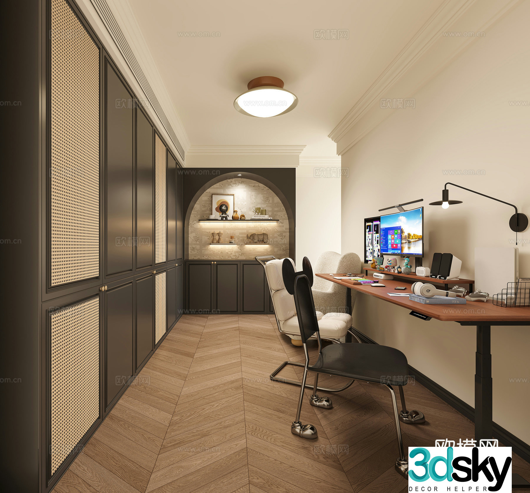 Middle-aged study room 3D model