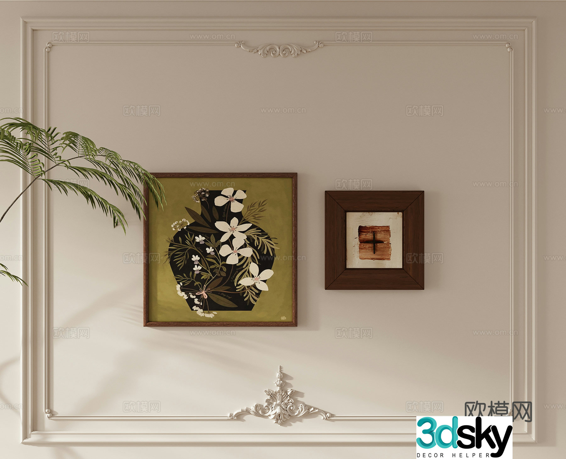 French retro hanging painting combination hanging painting 3d model