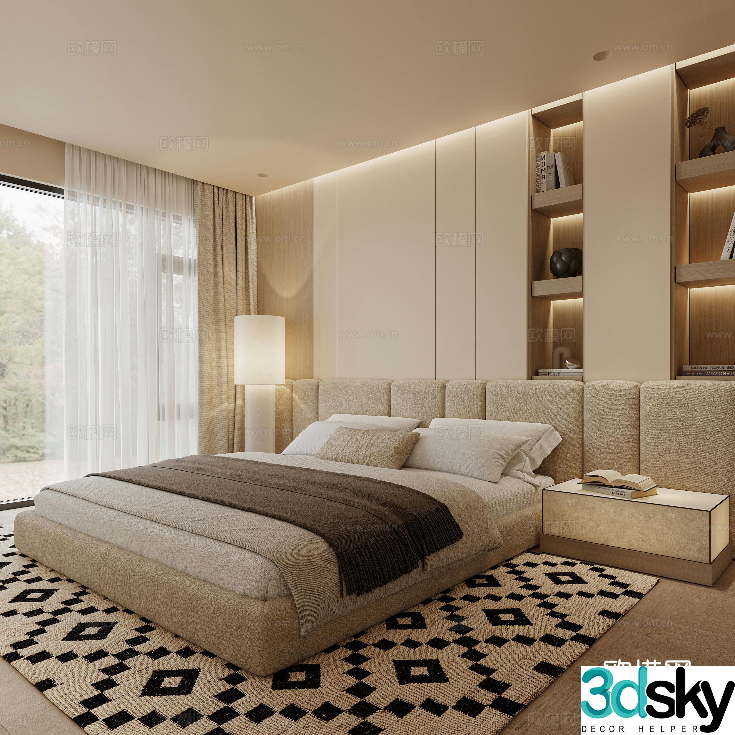 Log wind bedroom master bedroom 3d model