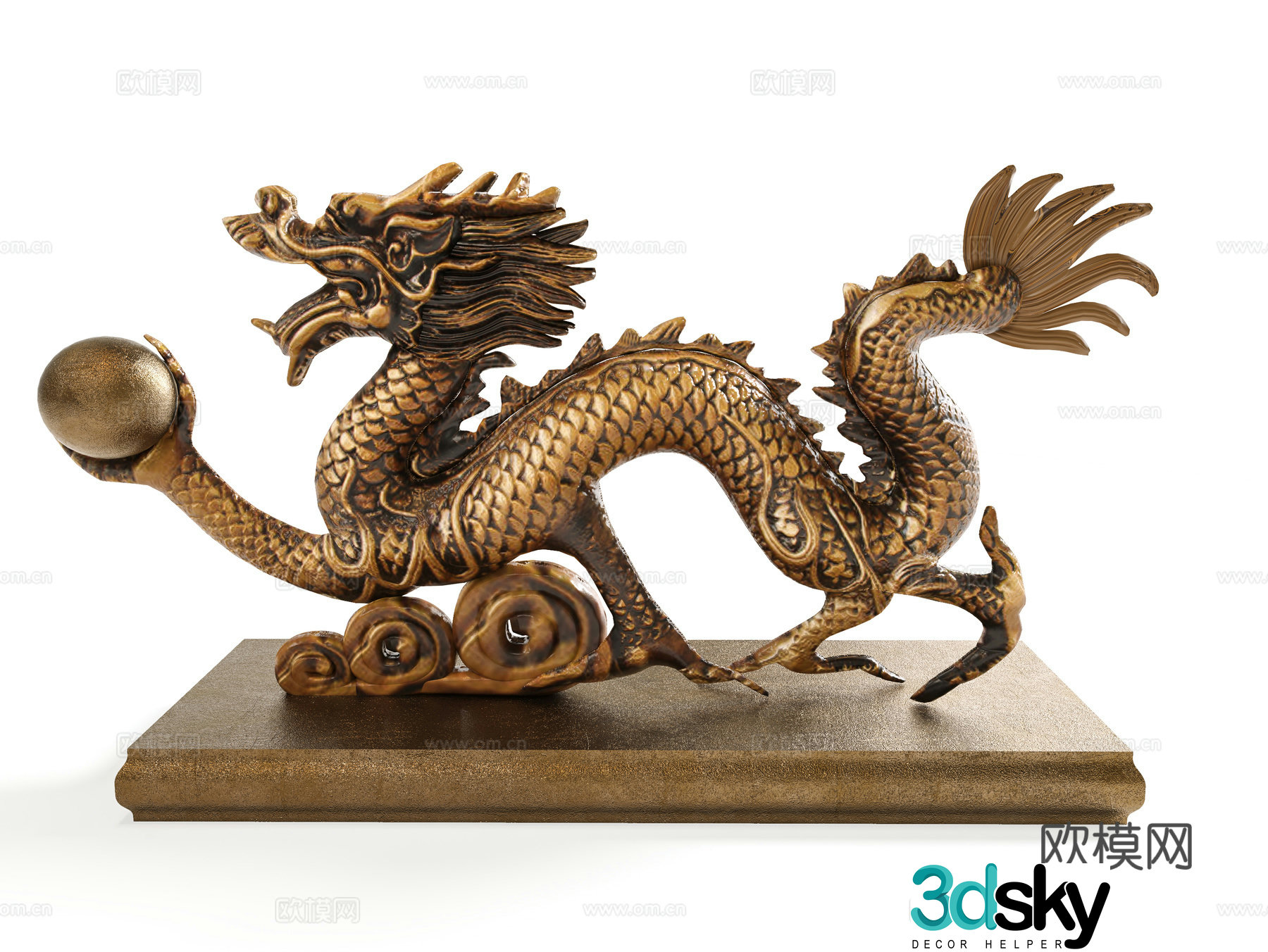Chinese Dragon Statue Dragon Metal Retro Dragon Dragon Ball 3D Model