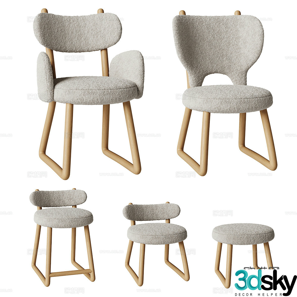 New Chinese baby chair children’s chair 3D model