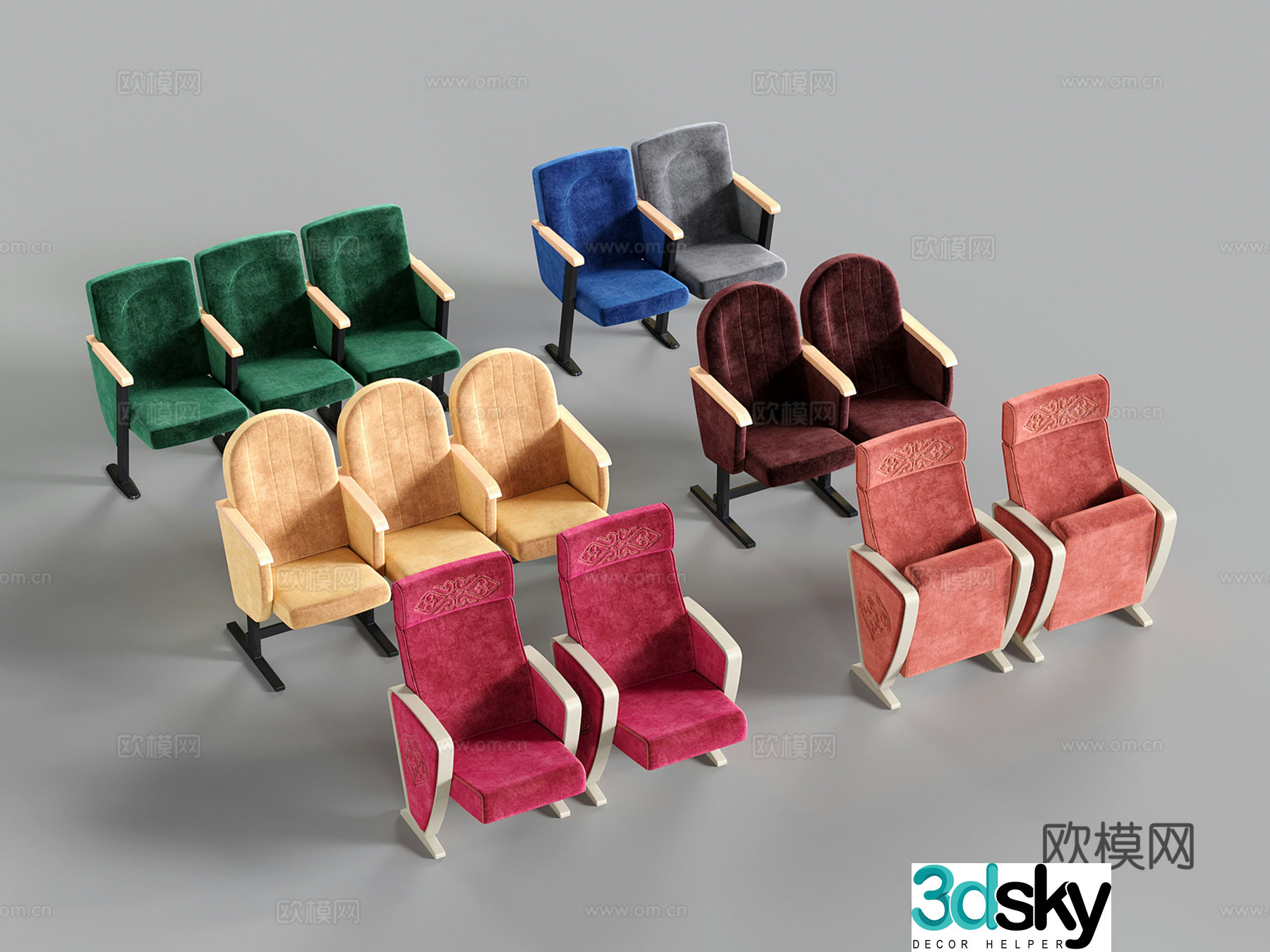 Modern theater chair sofa armchair theater chair chair chair 3D model
