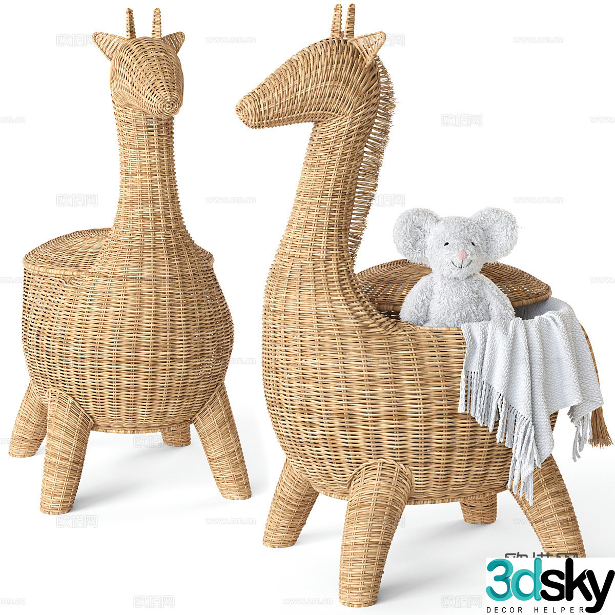 New Chinese style children’s products woven storage basket animal box 3D model