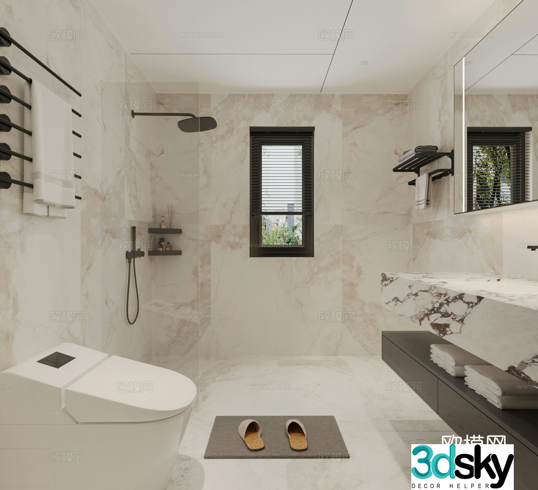 Modern minimalist bathroom 3d model