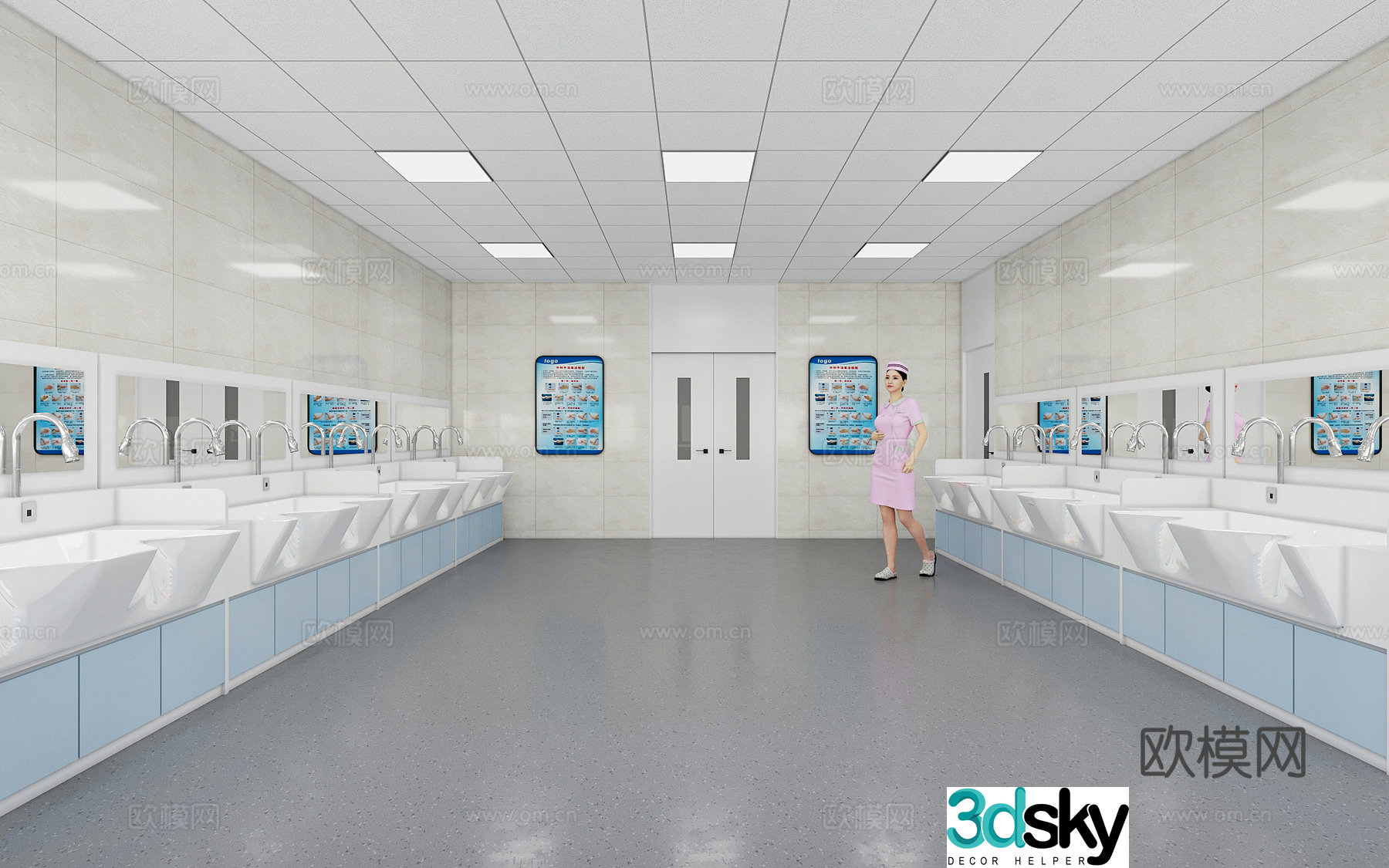 Modern operating room brush hand room locker room 3d model