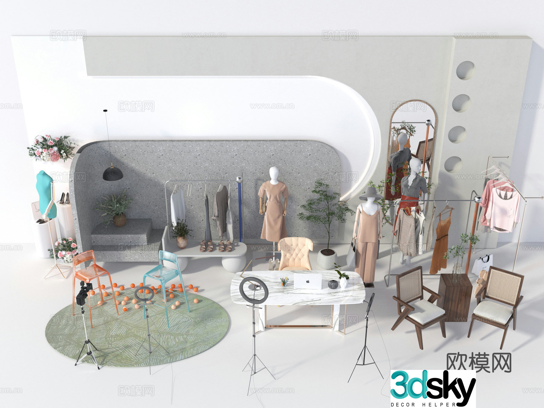 Women’s clothing store live broadcast room equipment 3D model
