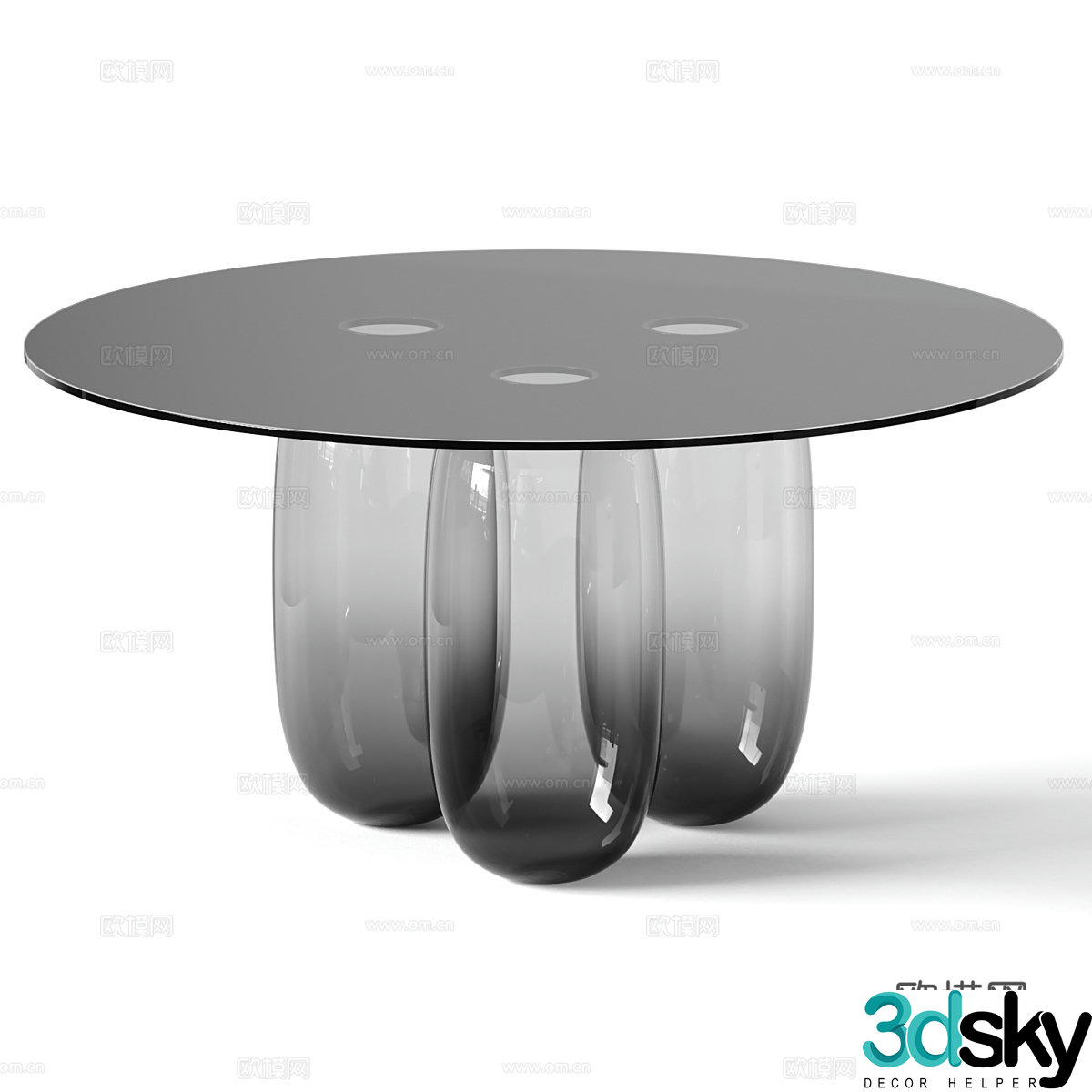 Modern glass coffee table round coffee table 3d model