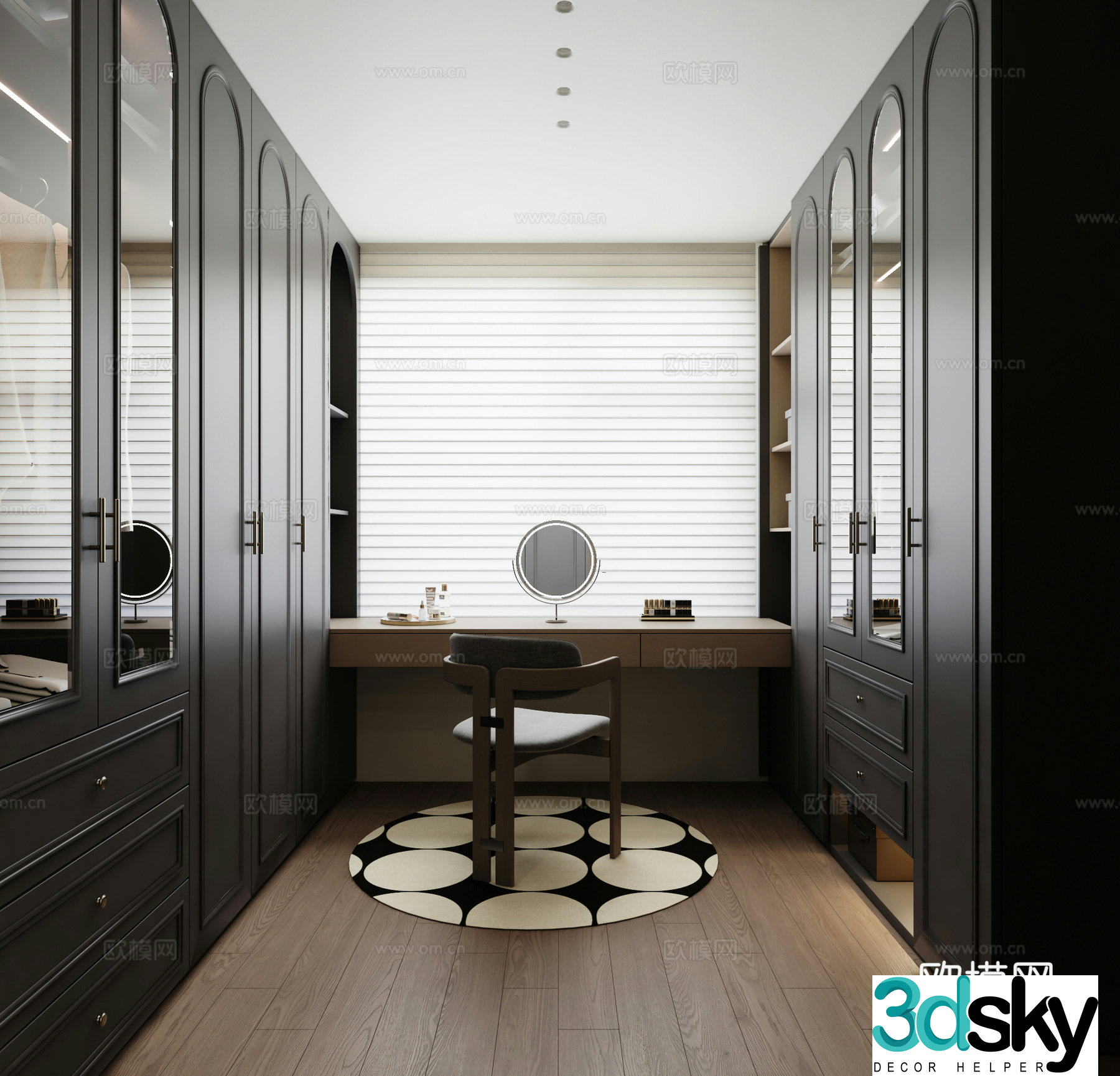 American style cloakroom walk-in cloakroom 3d model