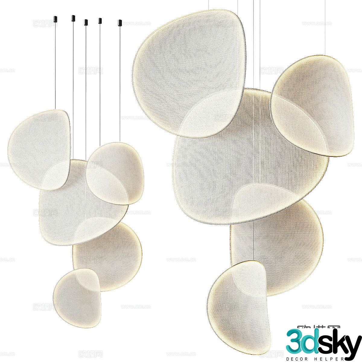 New Chinese -style decorative chandelier 3D model
