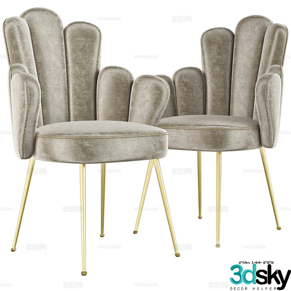 Modern chair single chair dining chair leisure chair 3d model