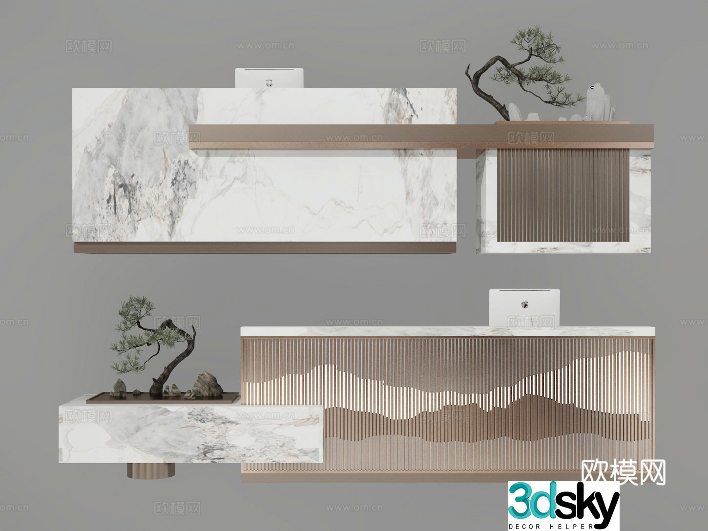 New Chinese style reception desk front desk 3d model