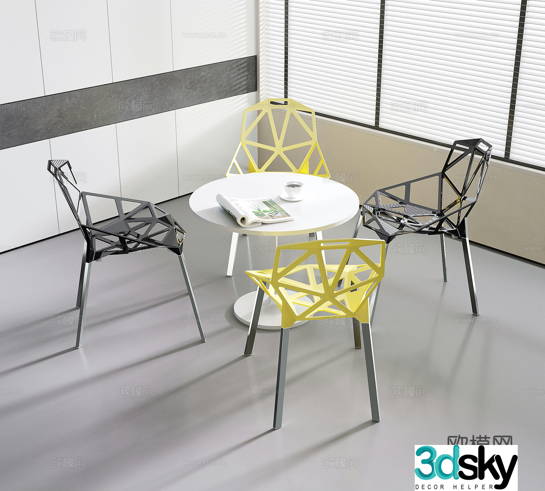 Modern negotiating tables and chairs leisure tables and chairs 3D model