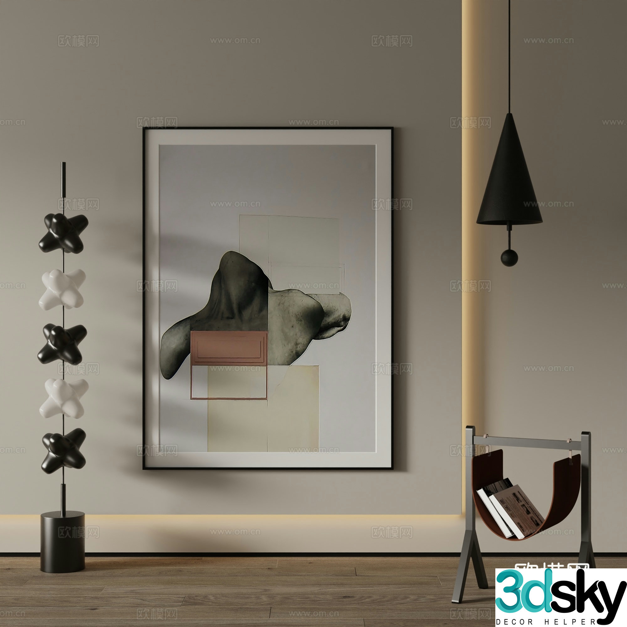 Modern decorative painting Abstract painting 3d model