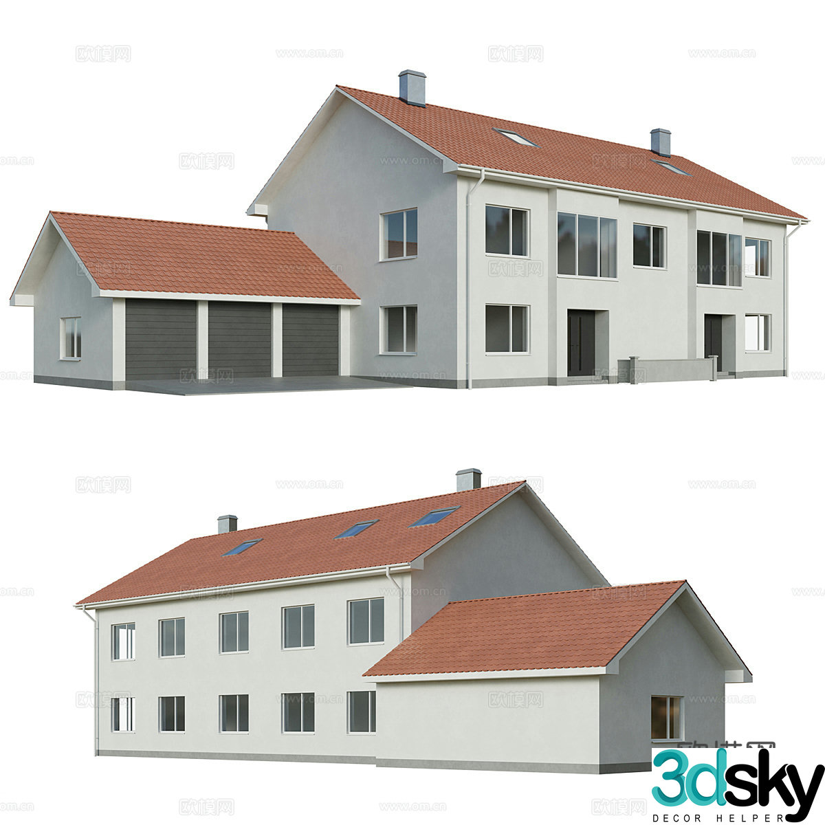 New Chinese-style villa appearance Western-style building appearance 3D model