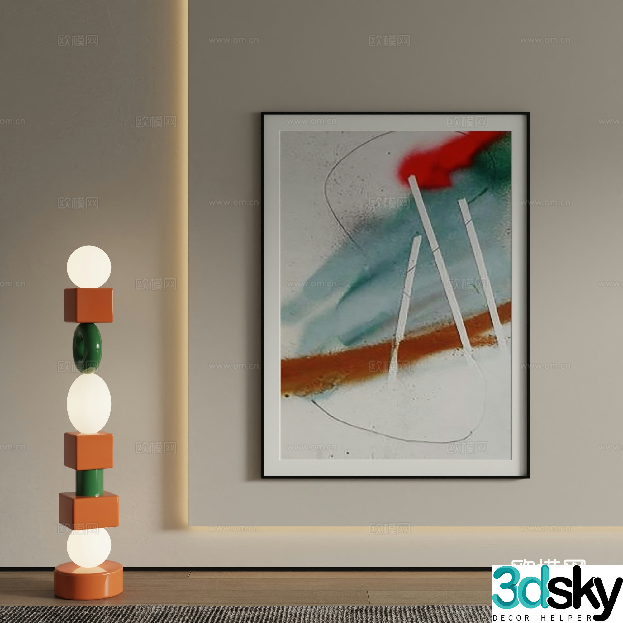 Modern decorative painting Texture painting 3d model