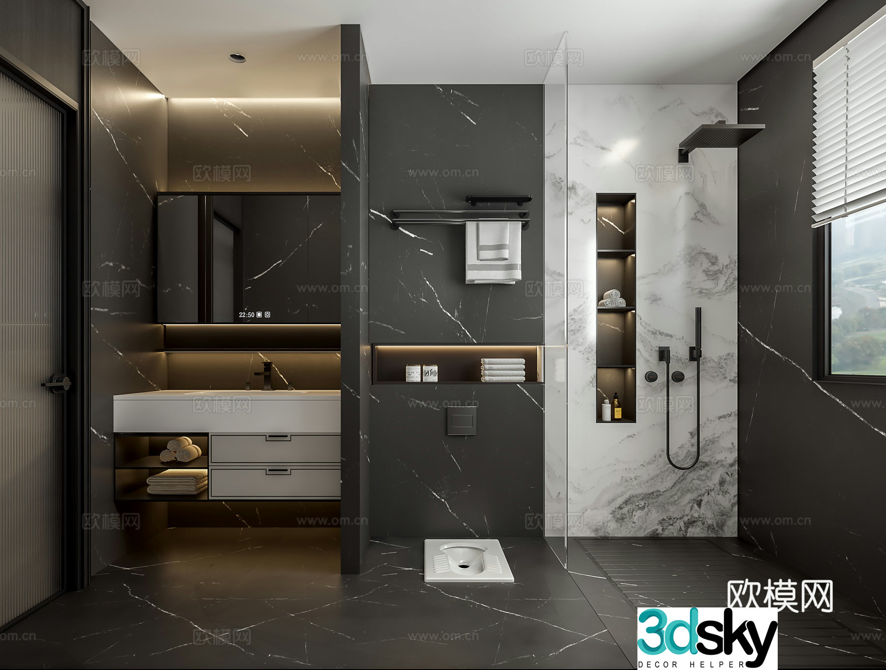 Advanced gray bathroom 3d model