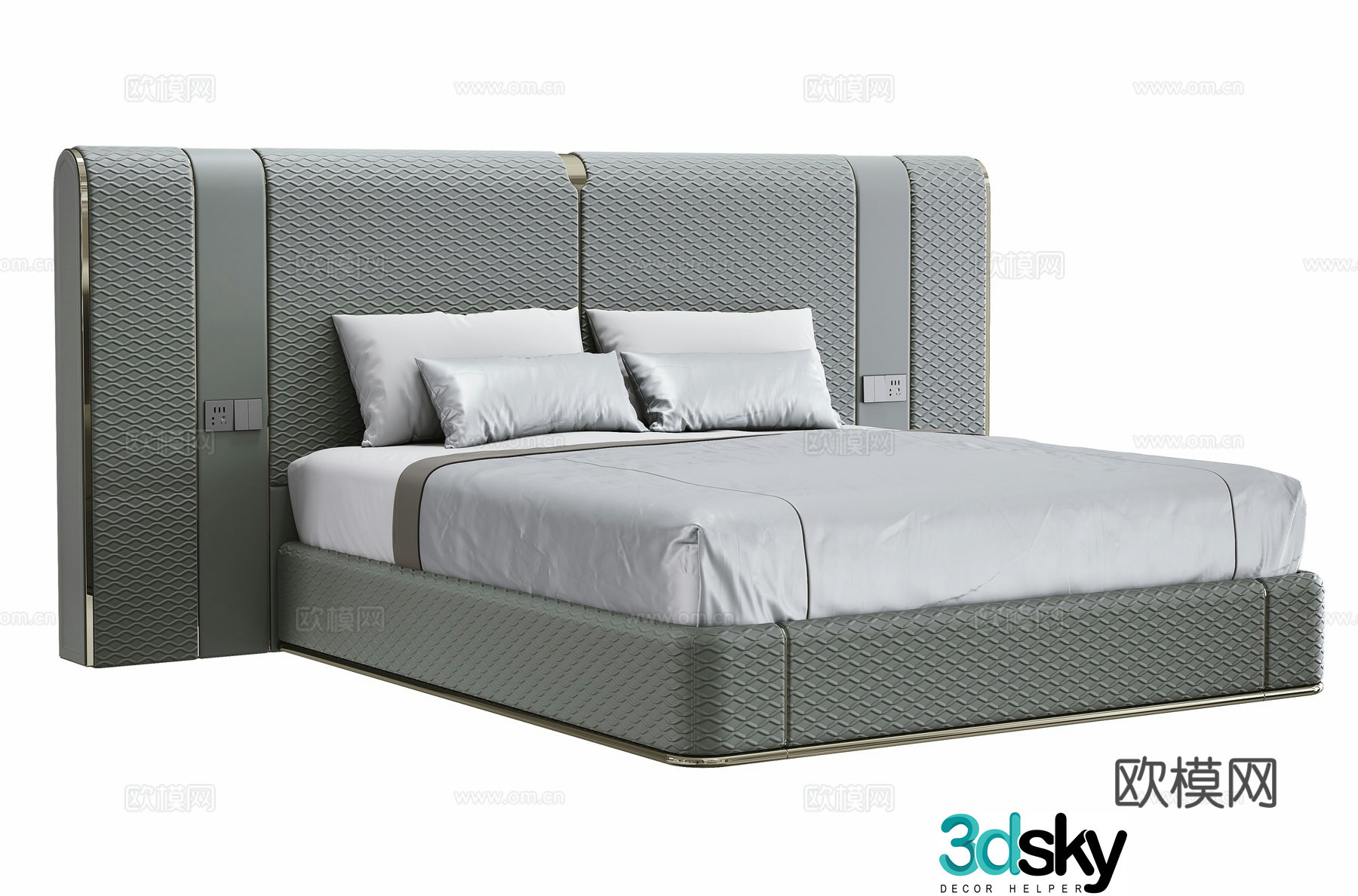 Light luxury double bed 3D model