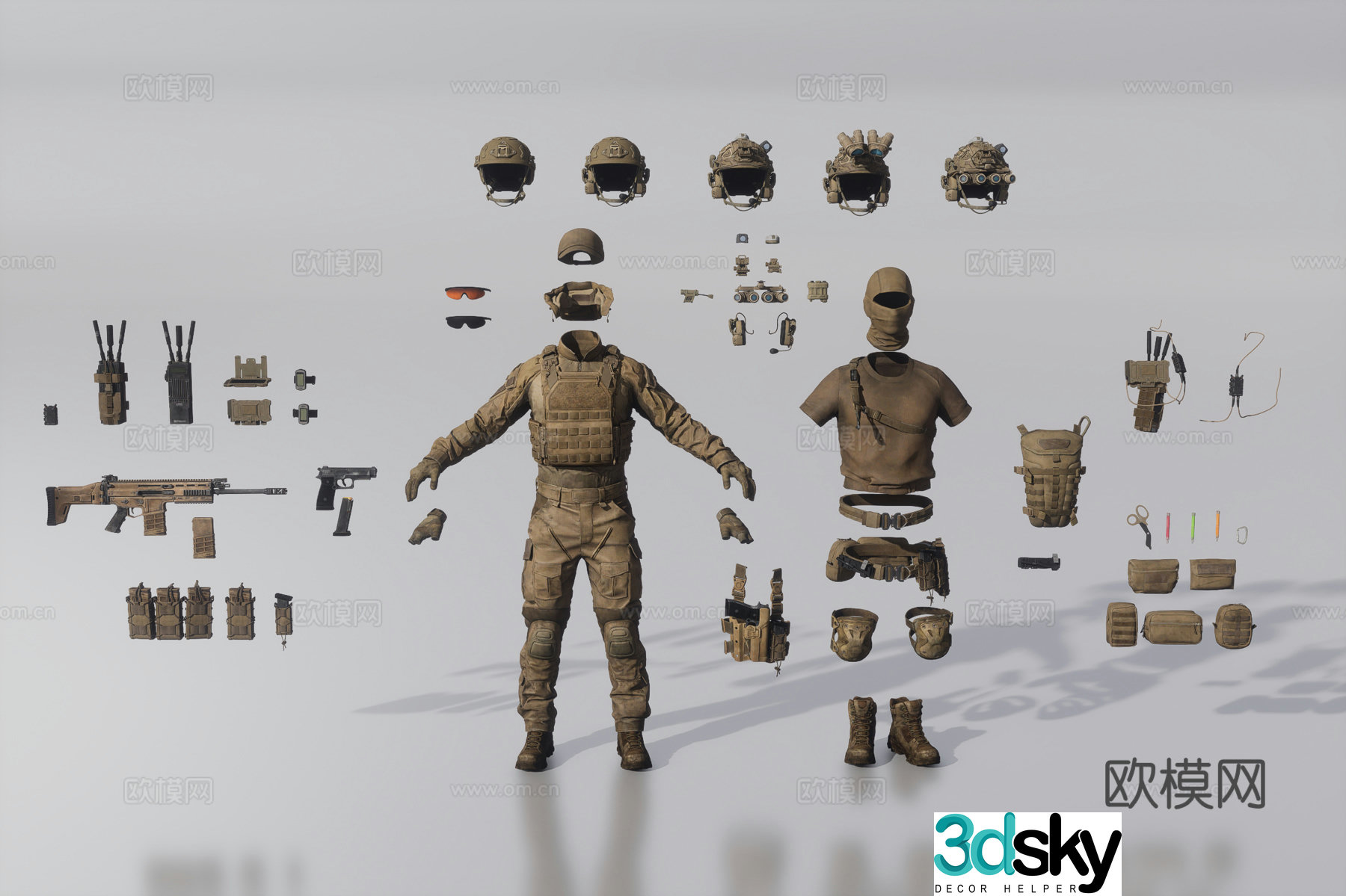 Soldier Equipment Military Uniform Camouflage 3D Model