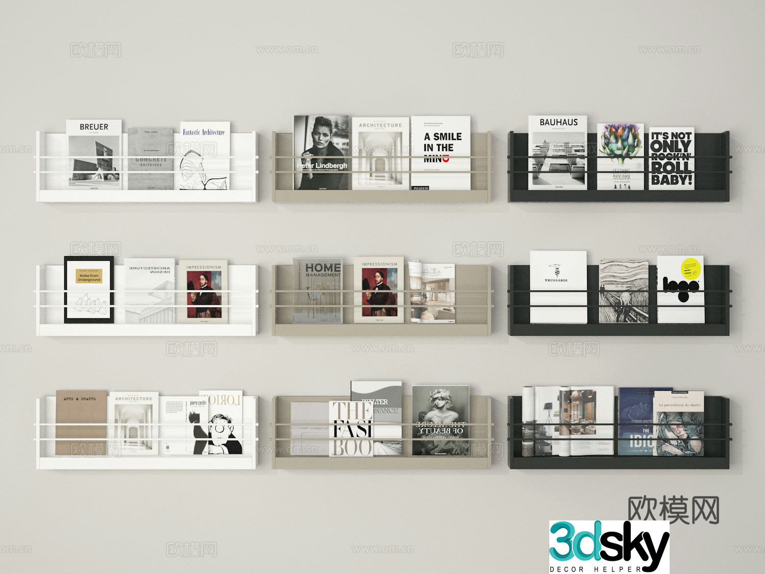 Book Magazine Wall-mounted Magazine Rack 3D Model