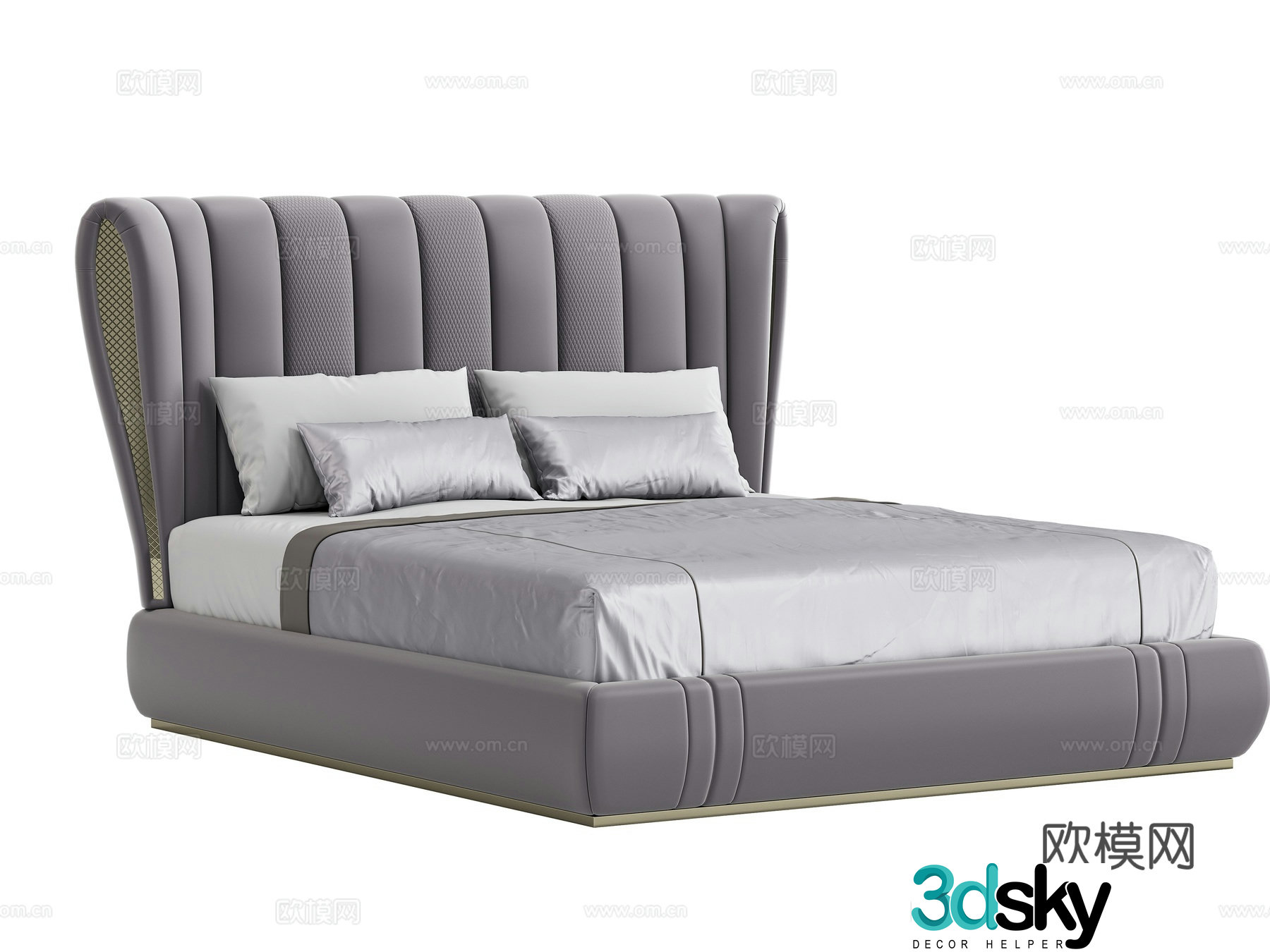 Light luxury double bed 3D model