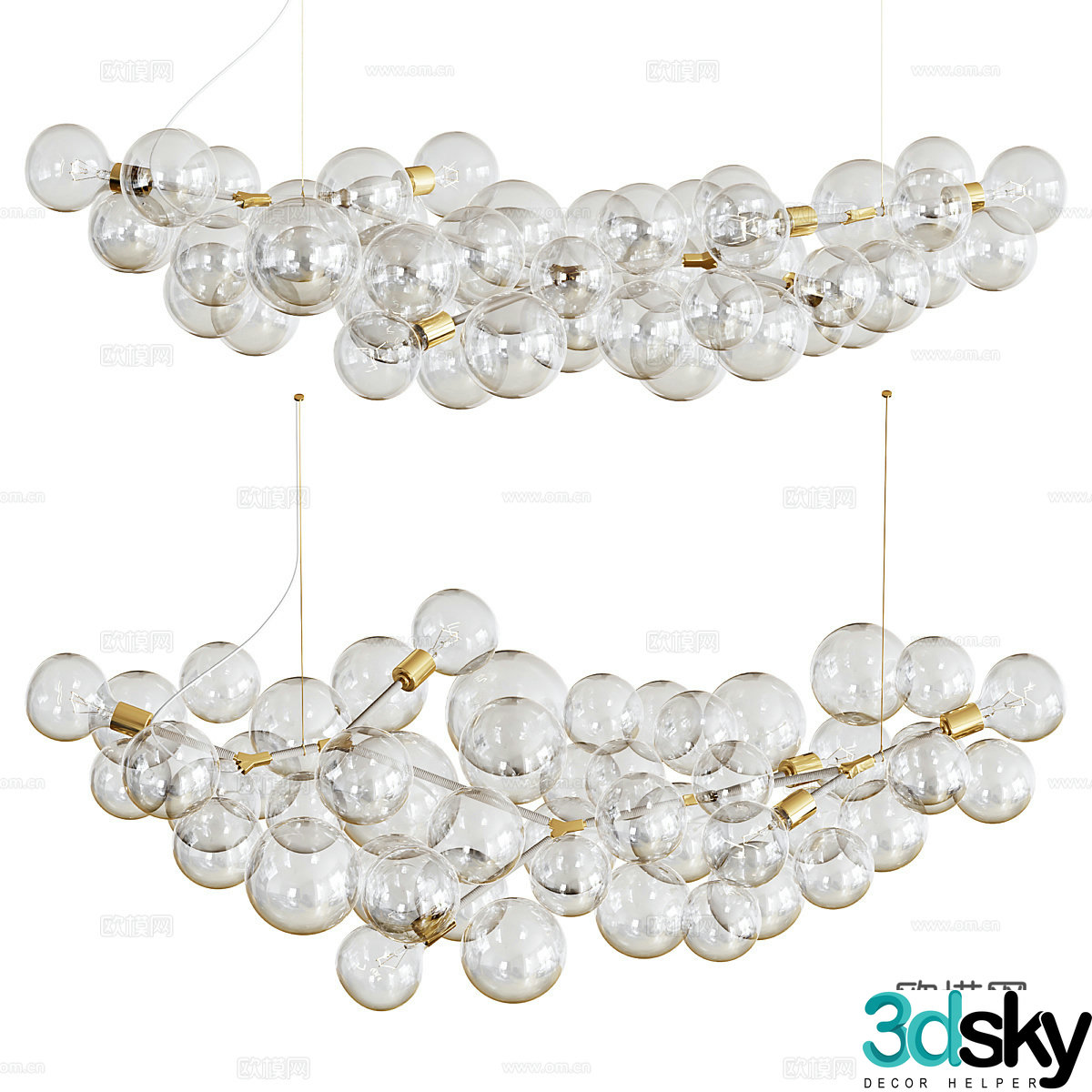 Modern glass spherical chandelier 3d model