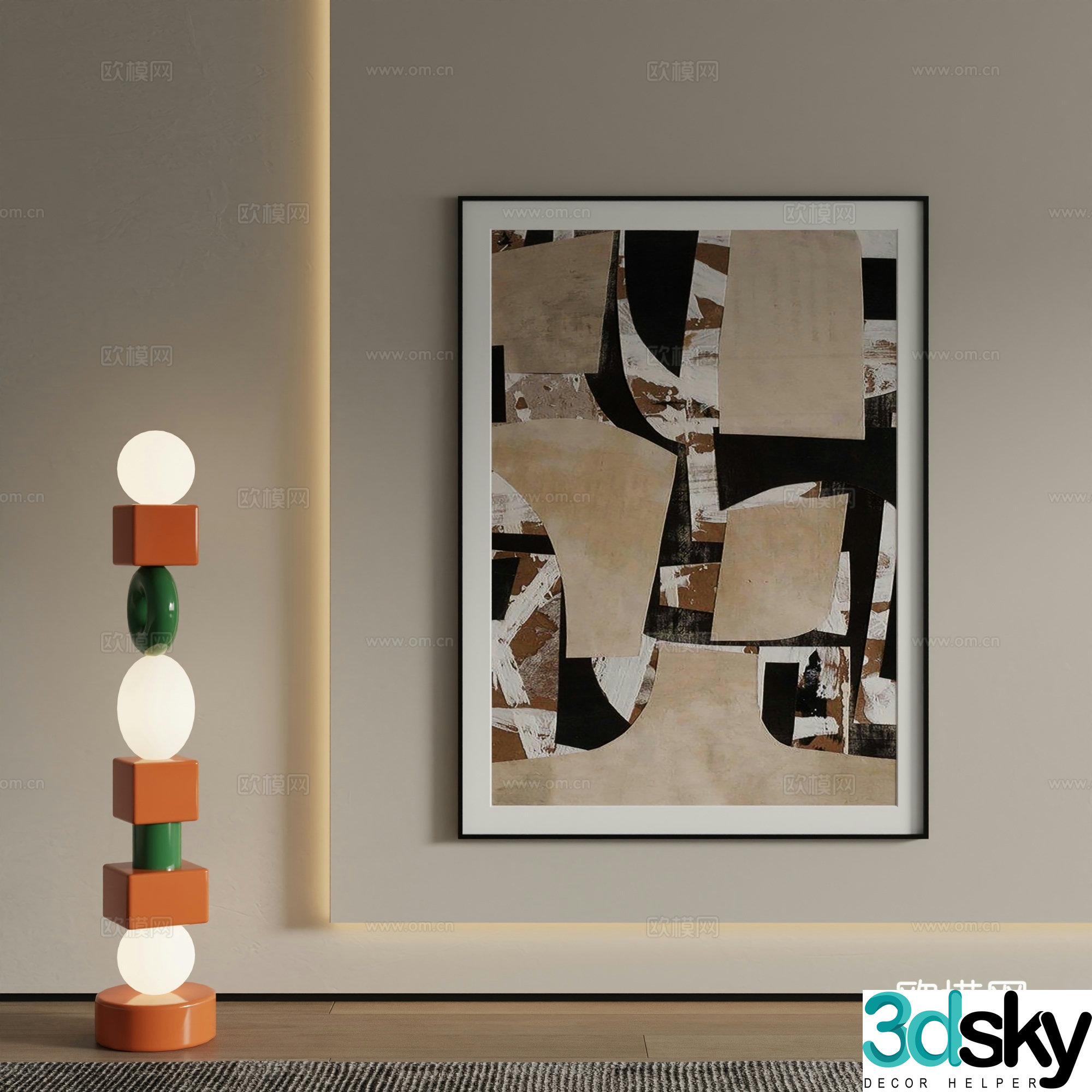Modern decorative painting Abstract painting 3d model