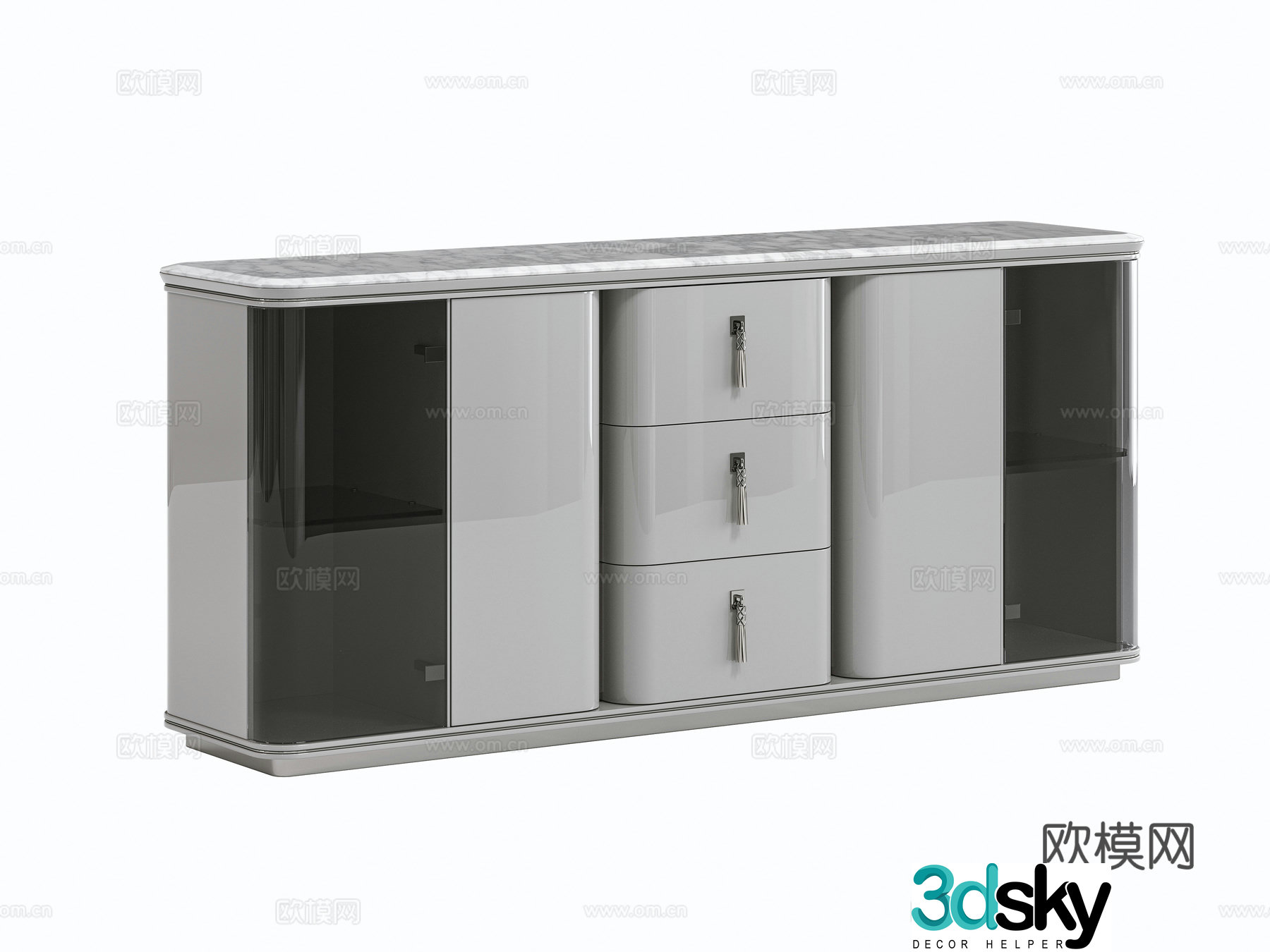 Light luxury sideboard finished cabinet 3D model
