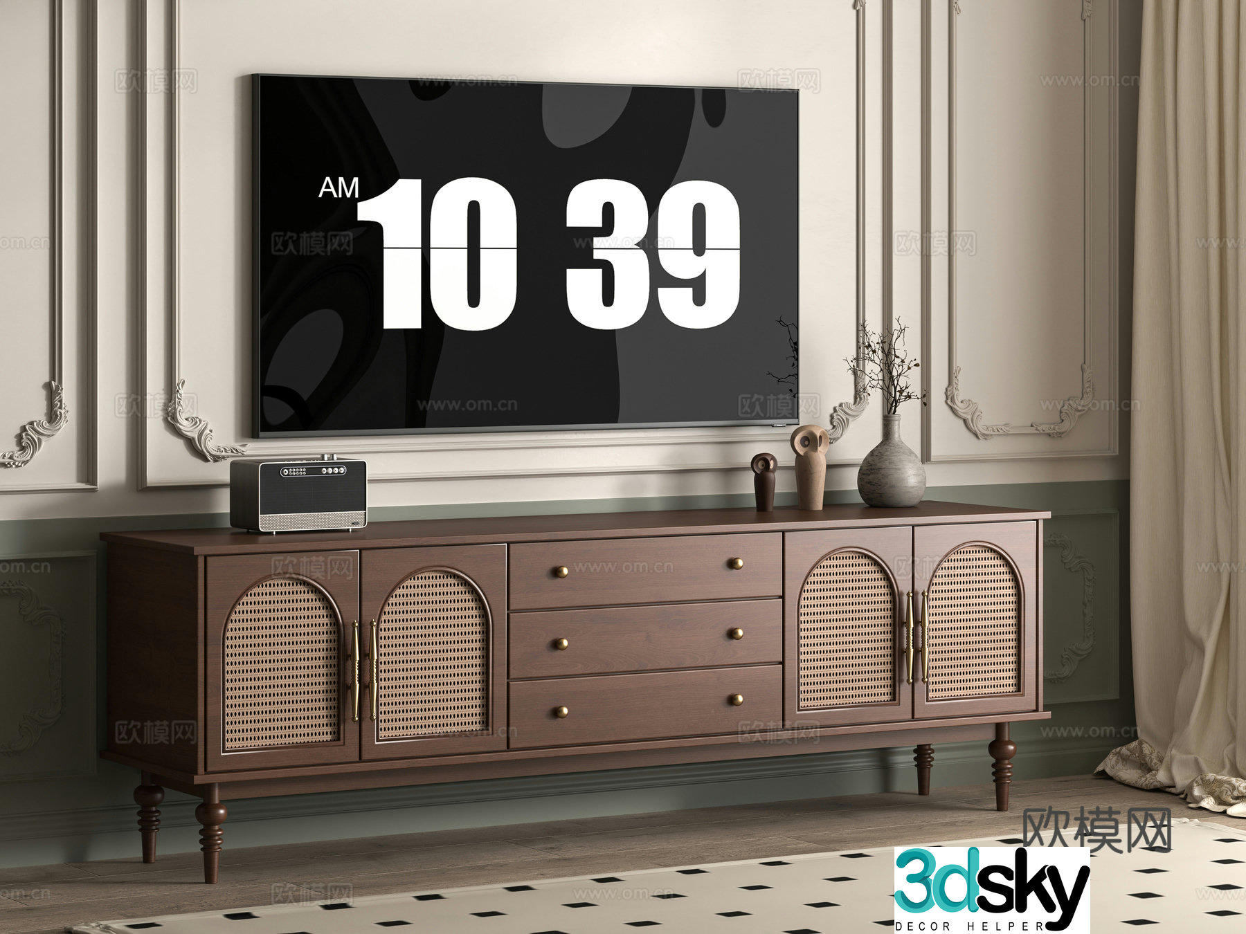 Medieval style TV cabinet 3D model