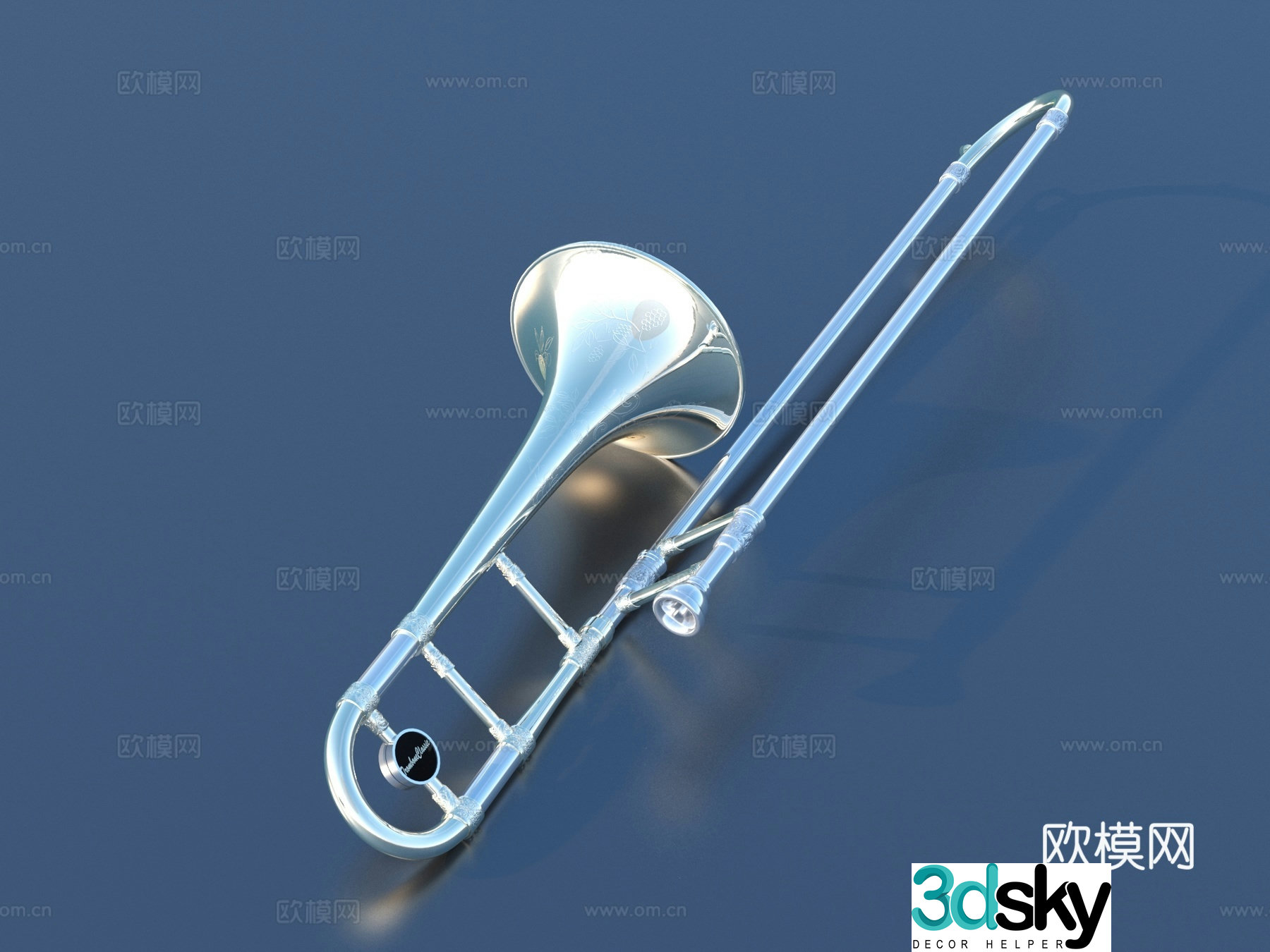 horn trumpet trombone short trumpet medium saxophone instrument 3d model