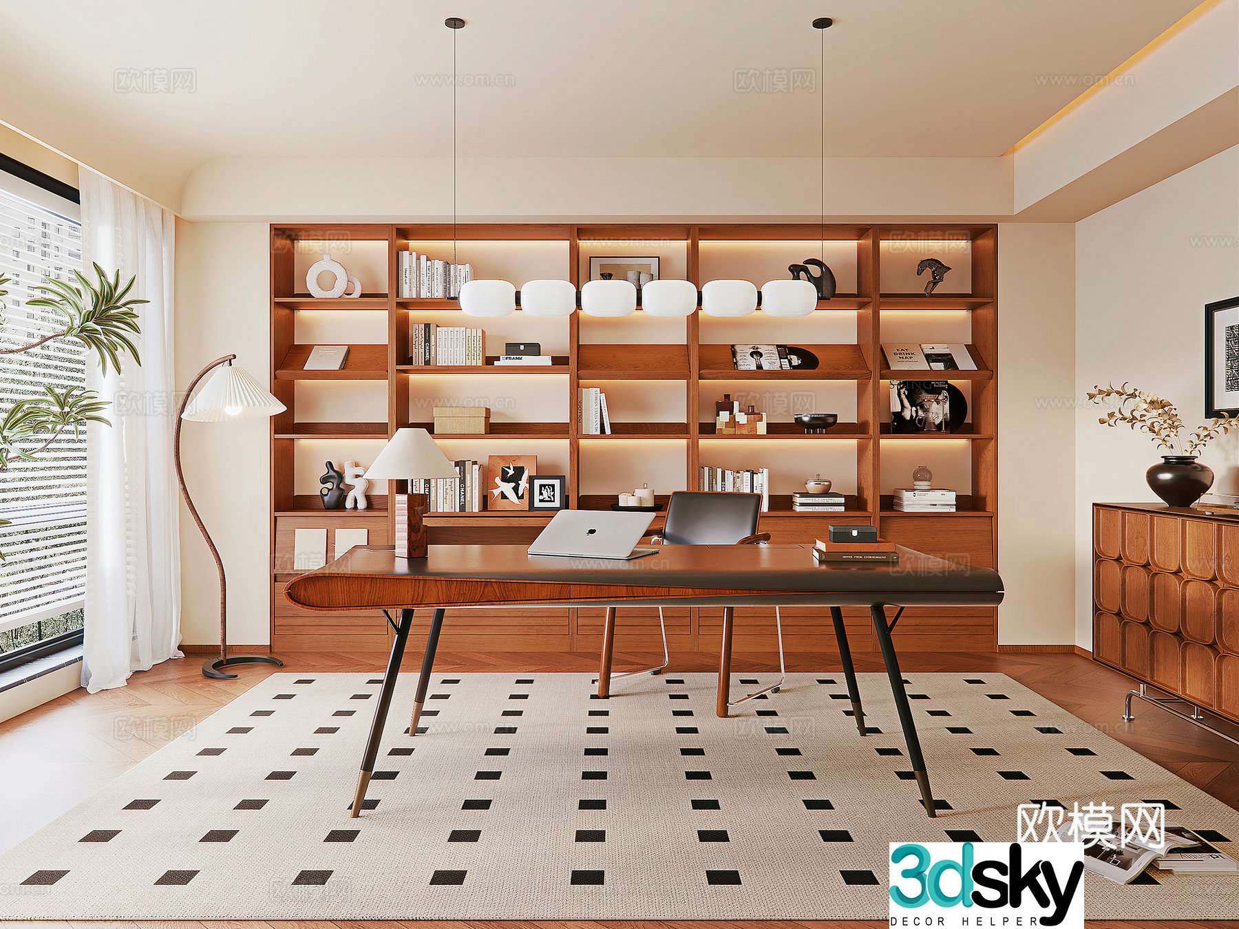 Middle-aged study room 3D model