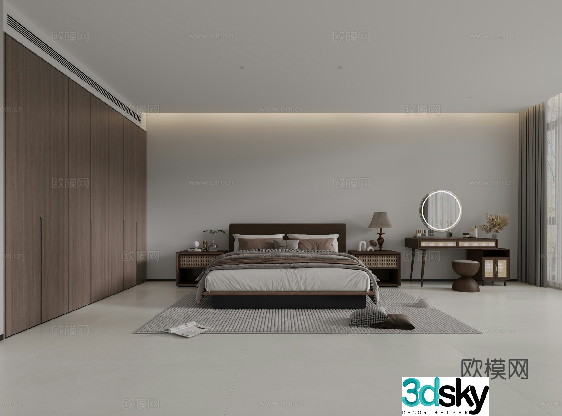 Modern minimalist bedroom 3d model