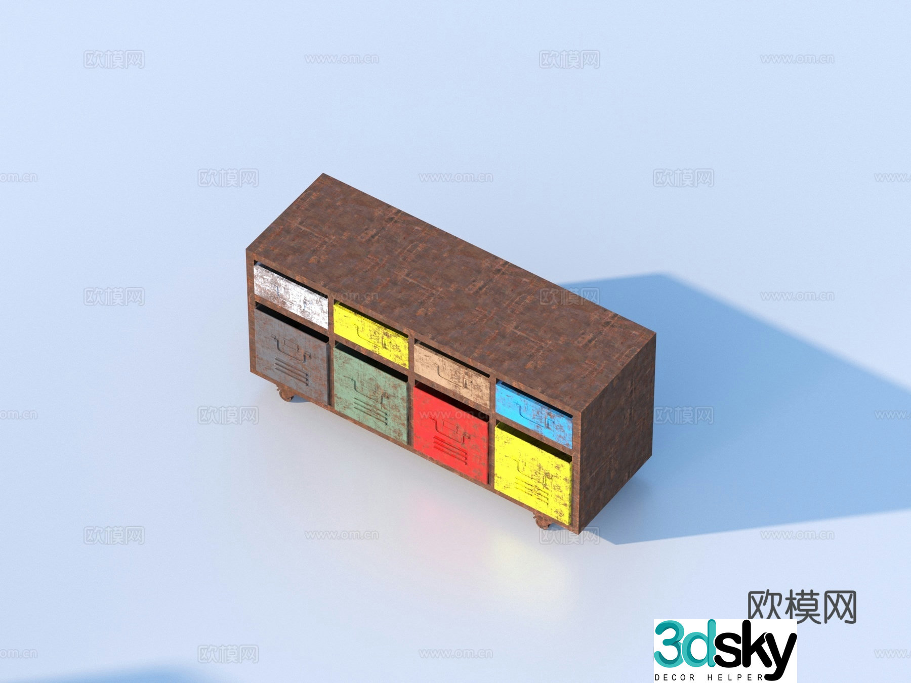 Middle-aged old cabinet side cabinet storage cabinet 3d model