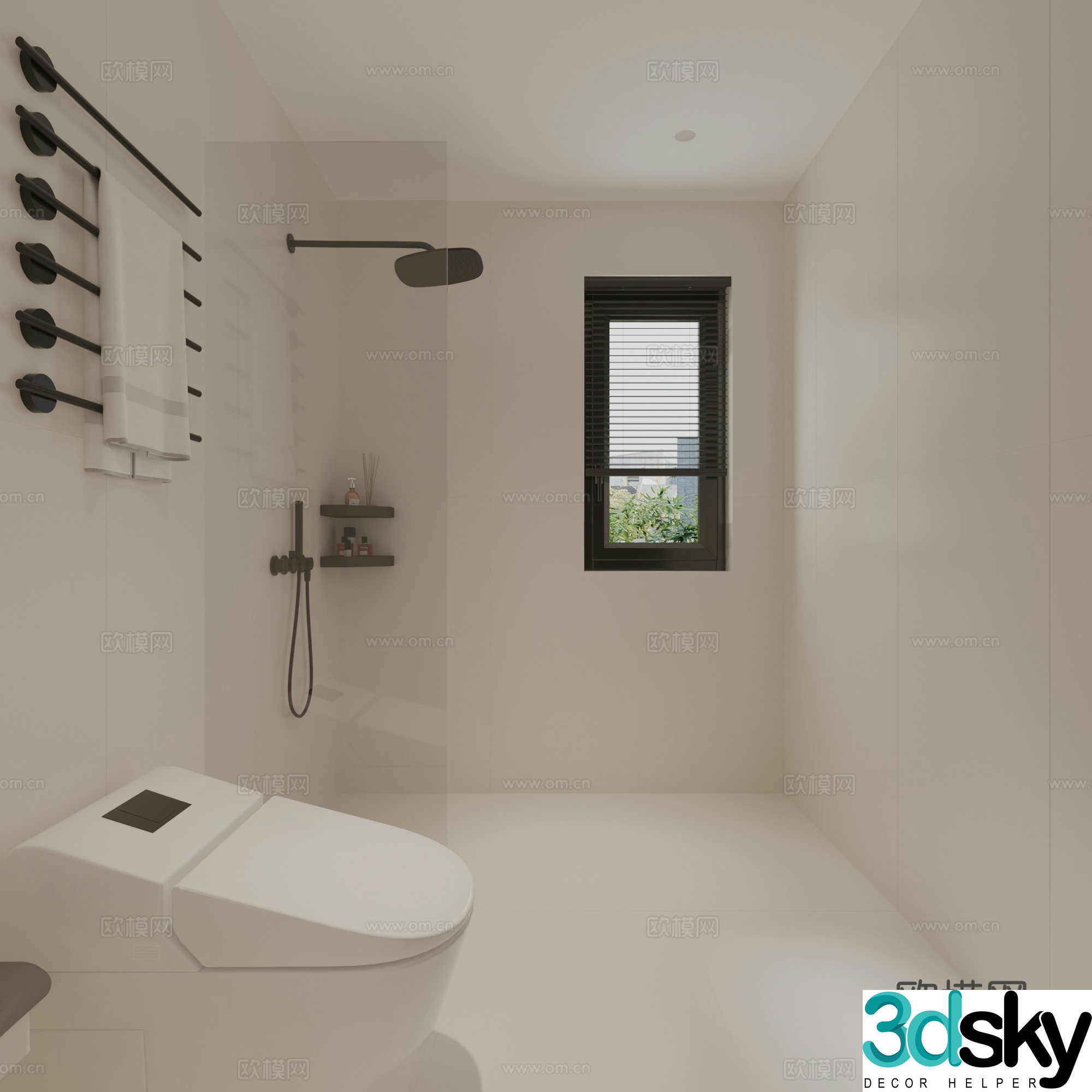 Modern minimalist bathroom 3d model
